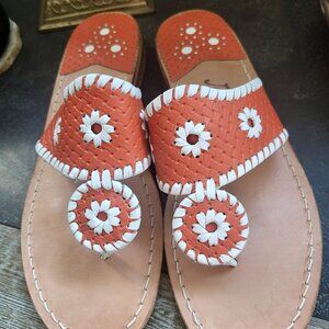 Jack Rogers Orange and White Sandals Size 8